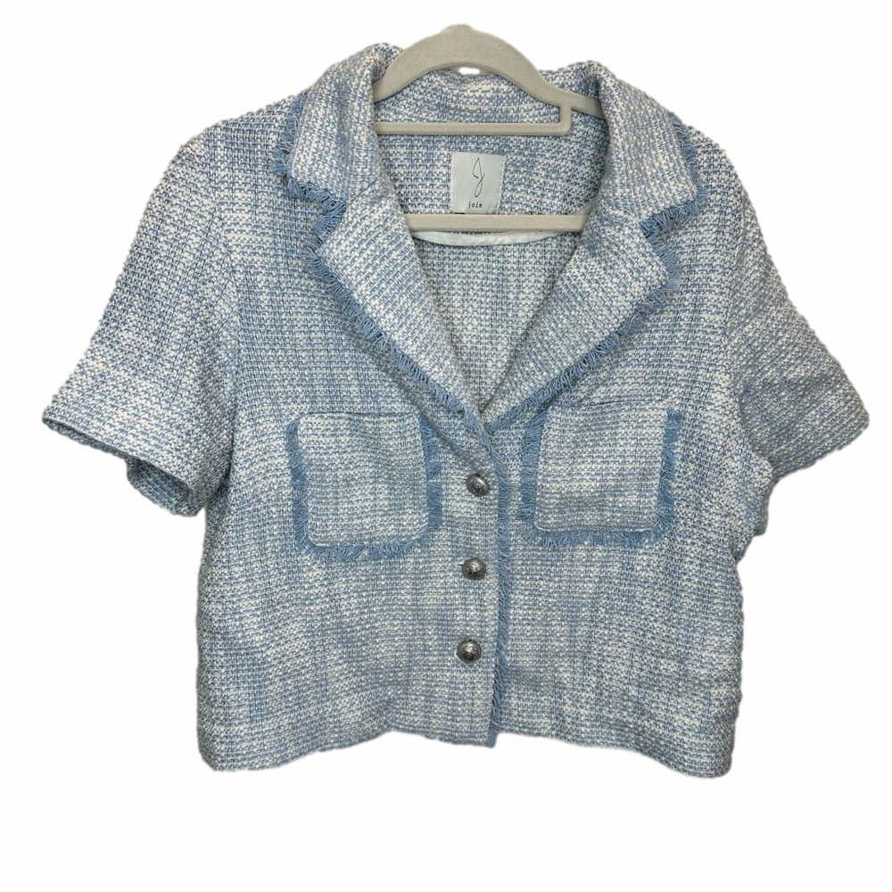 Joie Tweed Blazer Blue White Size Medium